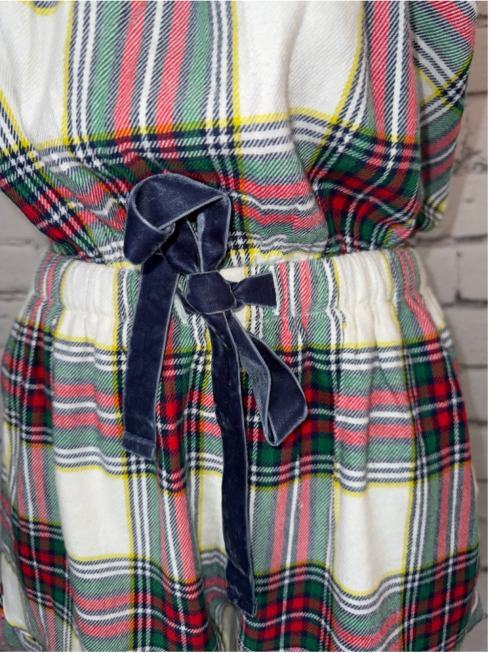 Women's Aerie Flannel Romper size Medium Red White Plaid Flannel Sleep Fall NWT - Picture 5 of 14